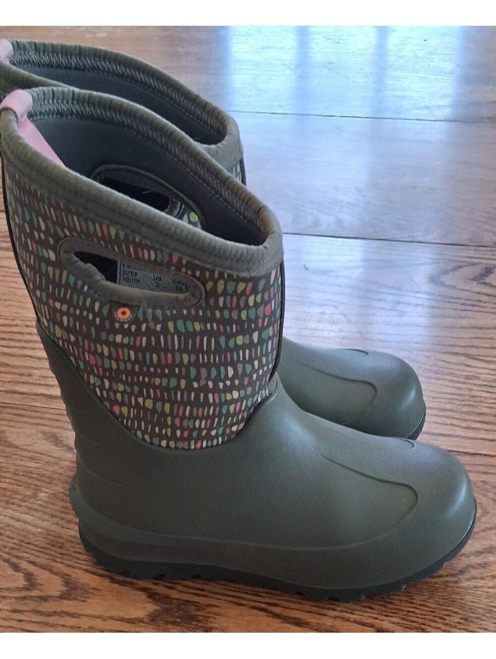 BOGS Youth 2 Waterproof Twinkle Winter Boots Gray BioGrip Outsole